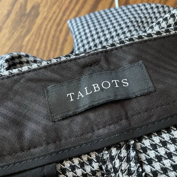 Talbots Women 16 Gray Black Houndstooth Career Straight Leg Hampshire Ankle Pant - Picture 9 of 11